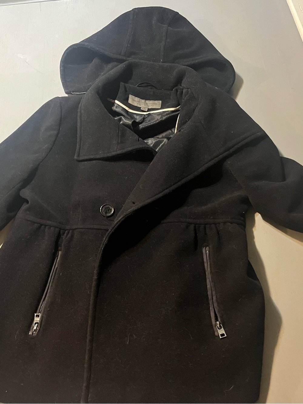 Marc New York Andrew Marc Wool Blend Hooded Peacoat Size 10